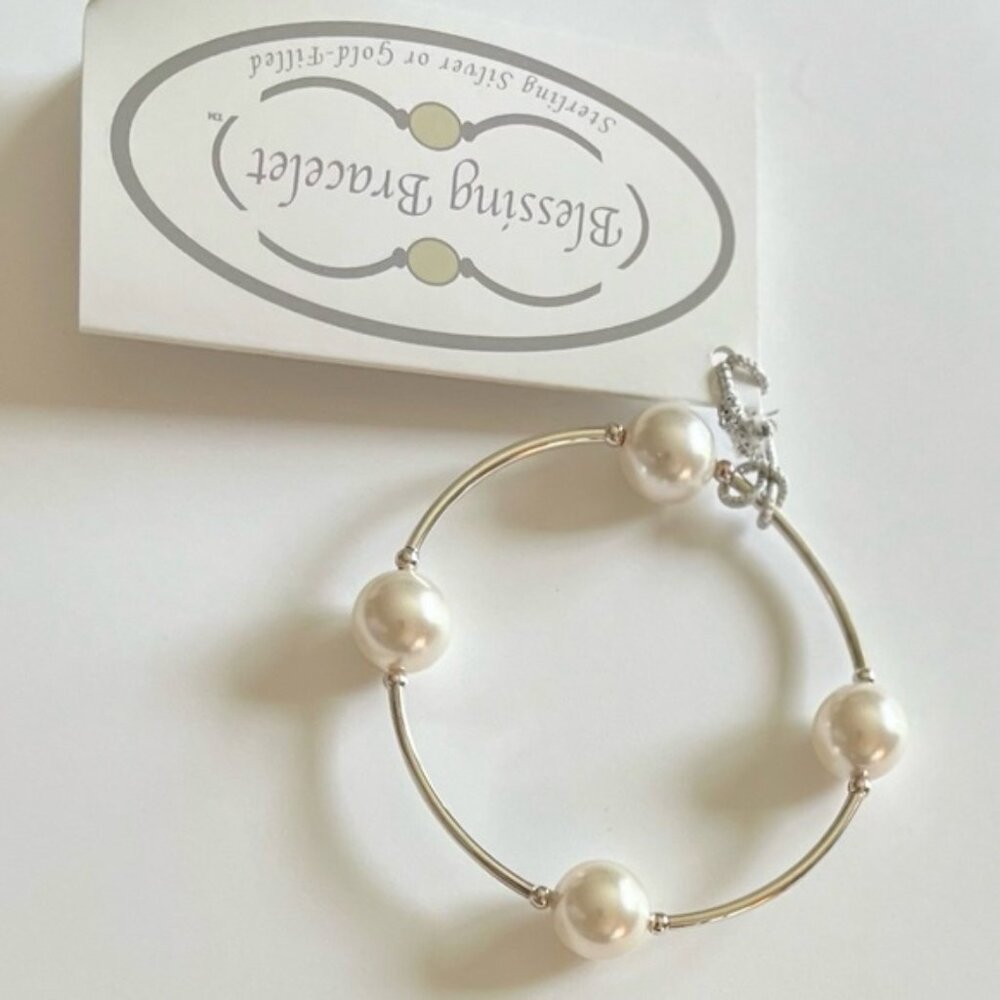 Blessings Bracelet with Silver and White Pearls